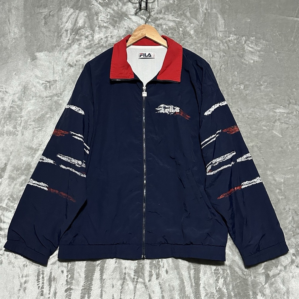Vintage FILA Mens XXL Full Zip Windbreaker Embroidered Jacket Athleisure Italy